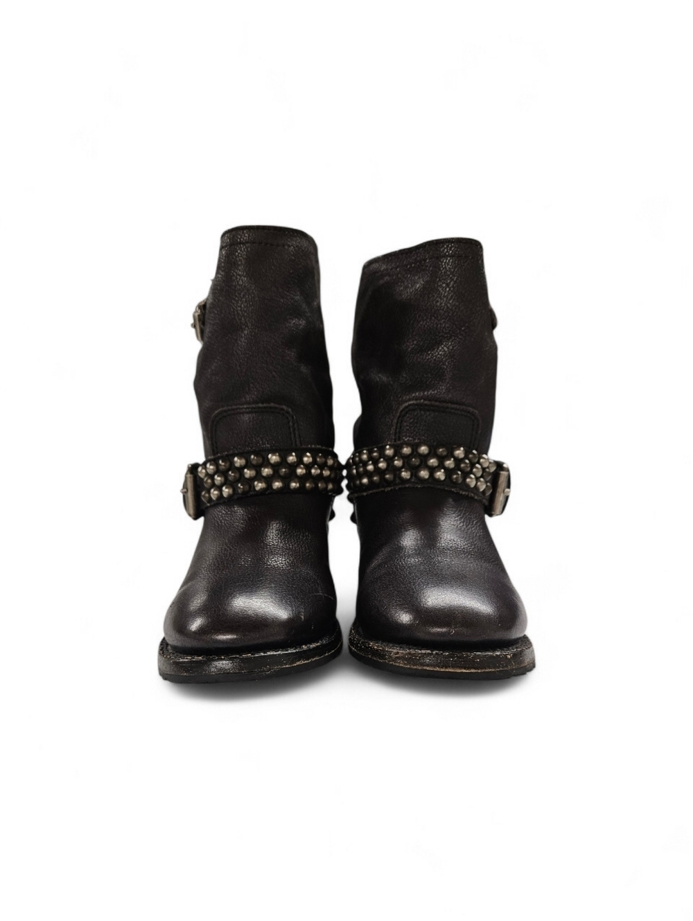 Ash Vicious Bis Studded Black Leather Motorcycle Boots In Moro Brown Size 8 - Picture 5 of 11
